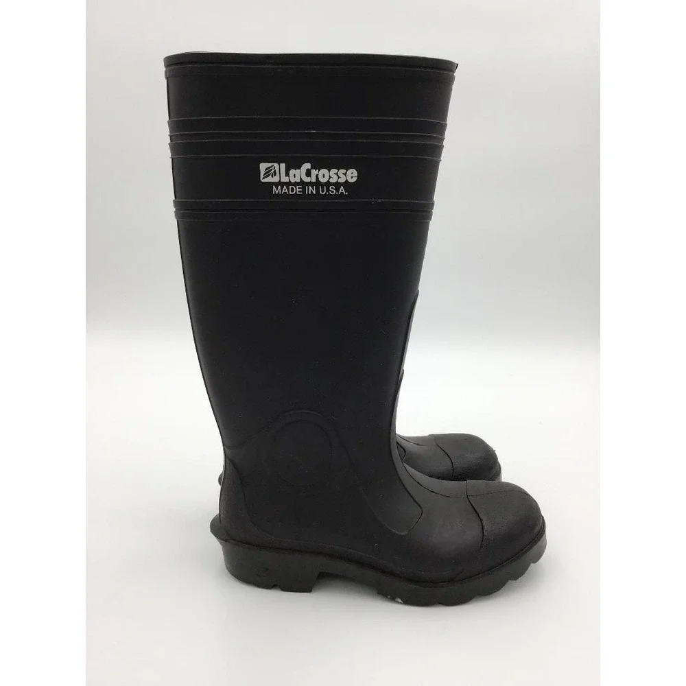 LaCrosse Black Rubber Boots Youth Size USA Tall Waterproof Workwear Barn Boots